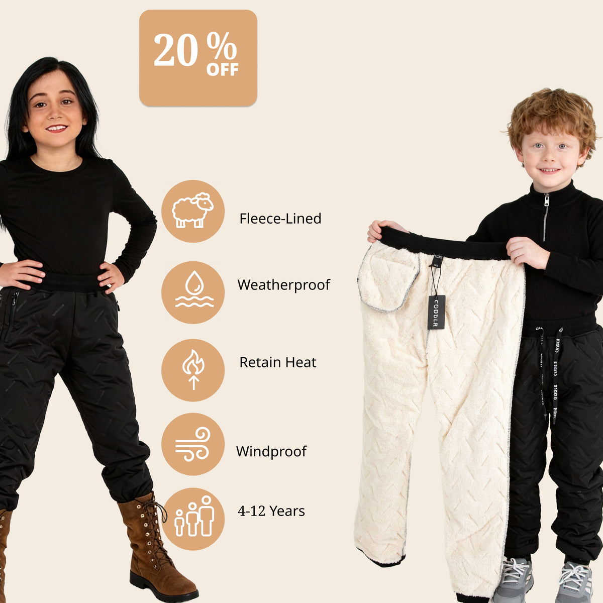 Children's Cuddlr Shields - Weatherproof Fleece Lined Trousers
